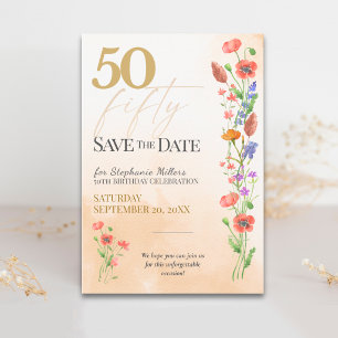 Soft Wildflower 50th Birthday Celebration Save The Date