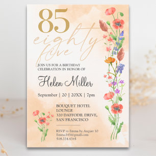 Soft Wildflower 85th Birthday For Her - 85 Years Invitation
