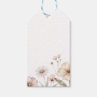 Soft Wildflower Border Watercolor Background Gift Tags