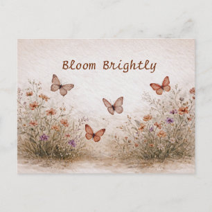 Soft Wildflower Meadow Butterflies Watercolor  Postcard