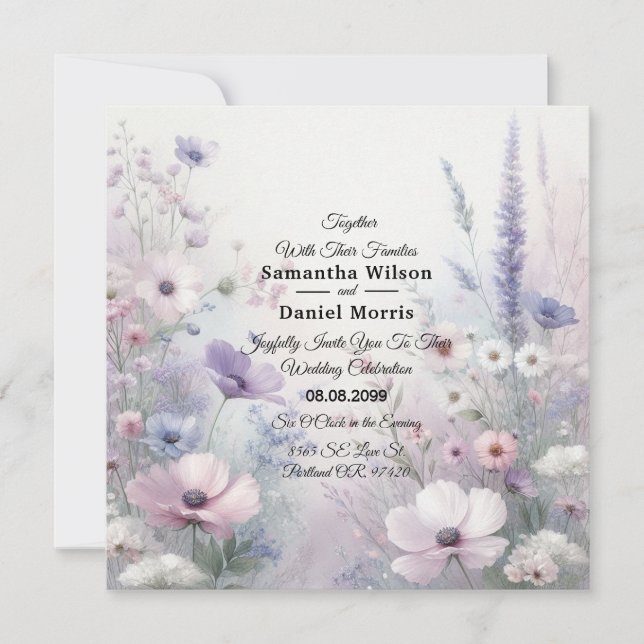 Soft Wildflower Meadow Daydreams Invitation (Front)