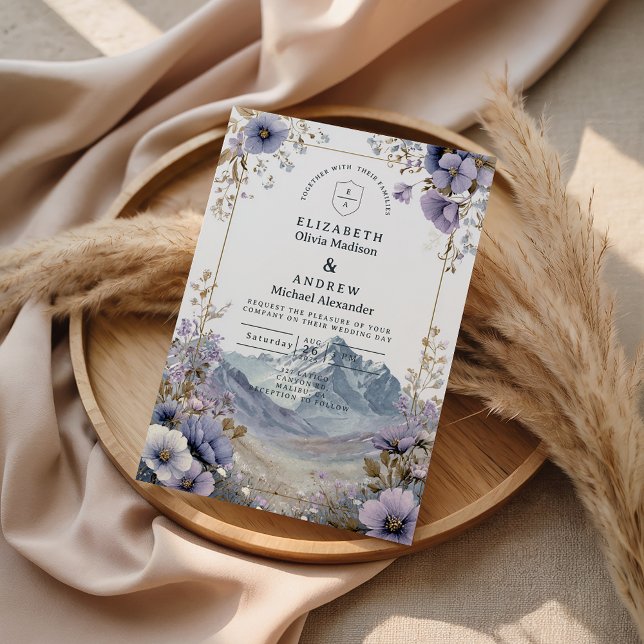 Soft Wildflower Mountain Wedding Invitation (Creator Uploaded)