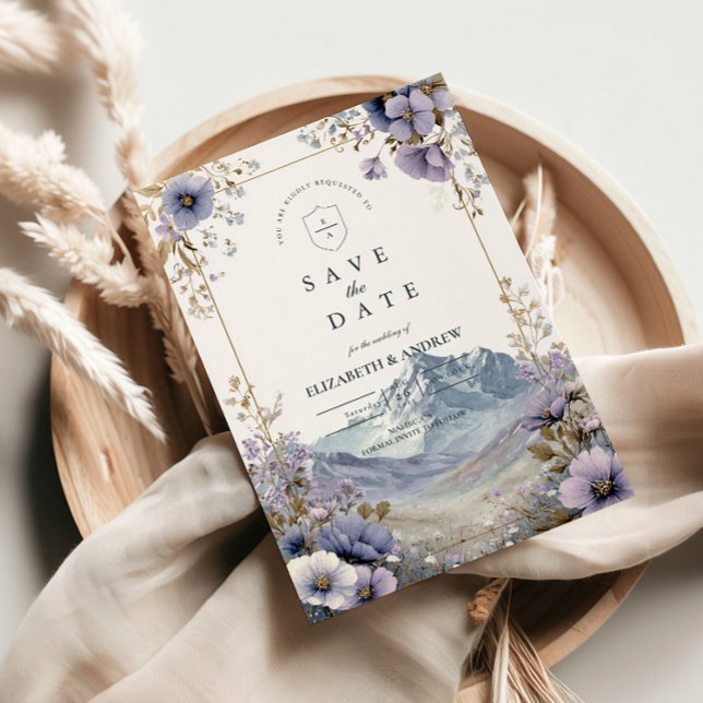 Soft Wildflower Mountain Wedding Save The Date (Creator Uploaded)