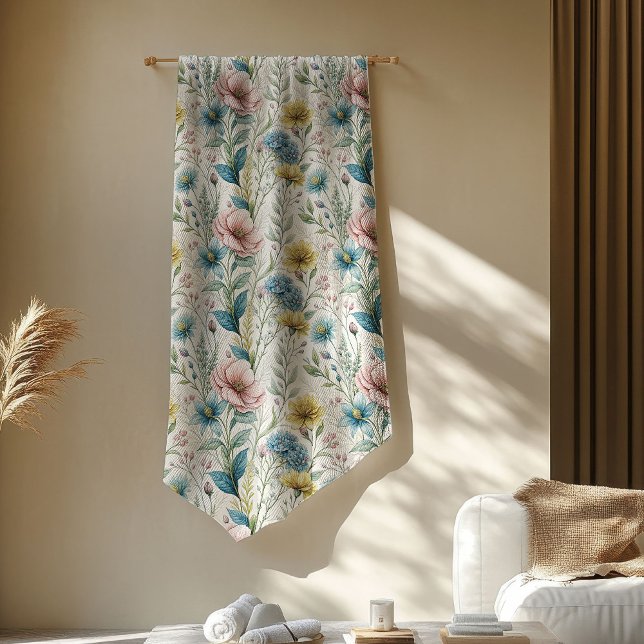 Soft Wildflower Throw in Boho Pastel Tones Fleece Blanket (Soft Wildflower Throw in Boho Pastel Tones Fleece Blanket)