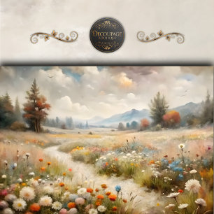 Soft Wildflower Valley Landscape Decoupage Tissue Paper
