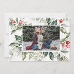 Soft Winter Berry Christmas Card<br><div class="desc">This delicate watercolor greenery border has traditional Christmas colours, forest green, olive green and cranberry red on bright white. The words Merry Christmas are written in a watercolor wash and the year is directly below. The back has a coordinating frame and has a greeting that says "Wishing you peace and...</div>