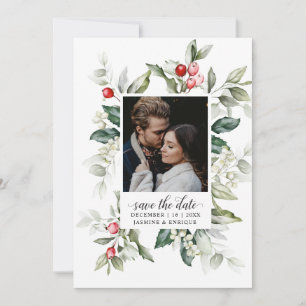 Soft Winter Berry Christmas   Photo Save The Date