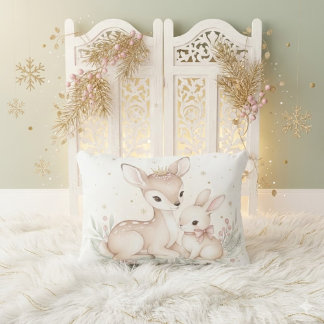 Soft Winter Dreams – MerryMist Girls | Deer & Bunn Decorative Cushion