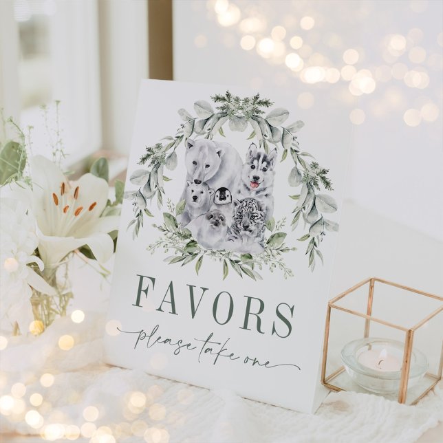 Soft Winter Holiday Artic Animals Favours Pedestal Sign (Creator Uploaded)