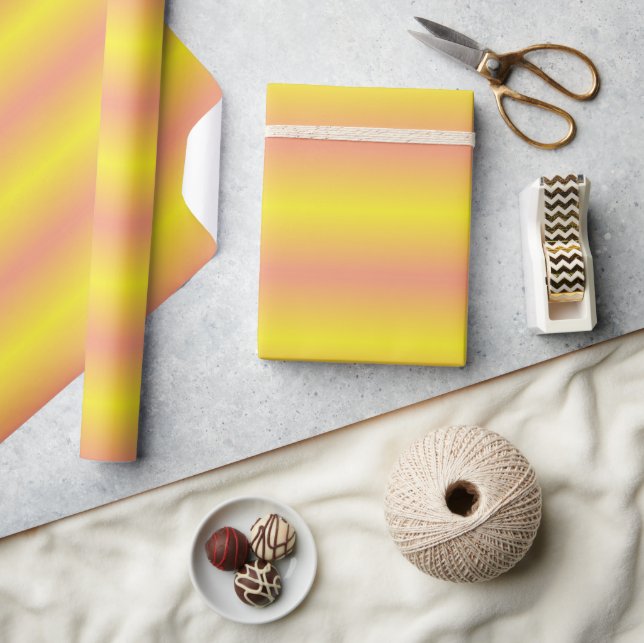 Soft Yellow and Pink Gradient Striped Wrapping Paper (Crafts)