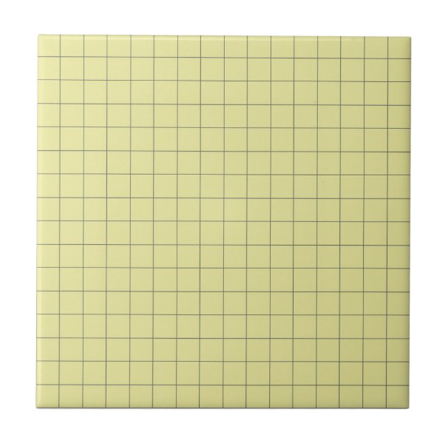 Soft Yellow & Black Chequered Retro Minimalist Tile (Front)