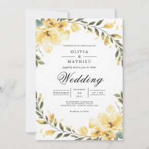 Soft Yellow Bloom Arch Wedding Invitation