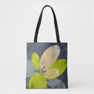 Soft Yellow Bloom on Grey Tote Bag