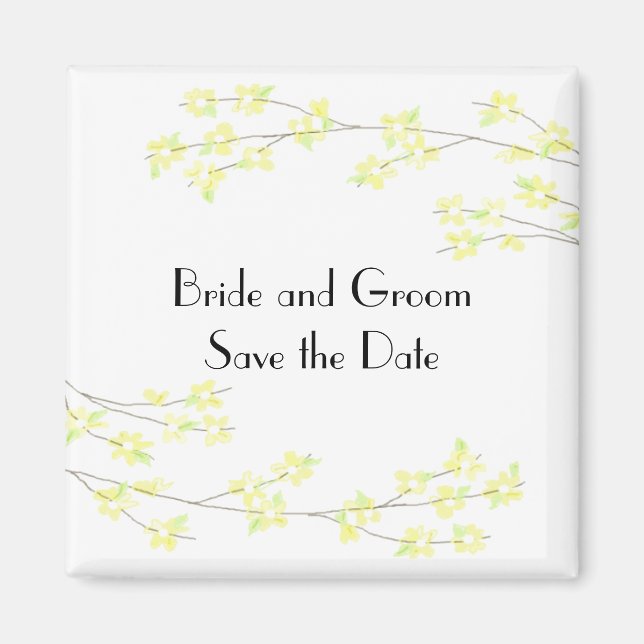 Soft Yellow Blossoms Save the Date Magnet (Front)