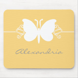 Soft Yellow Butterfly Swirls Mousepad