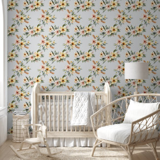 Soft Yellow Floral Pattern Wallpaper
