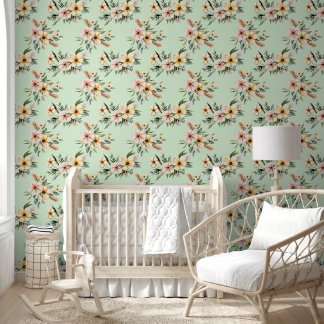 Soft Yellow Floral Pattern Wallpaper