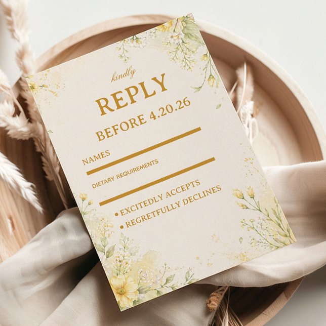 Soft Yellow Floral RSVP Card (Creator Uploaded)