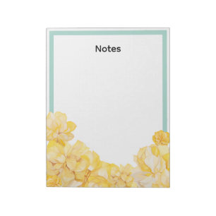 Soft Yellow Floral Sage Green Border Notes