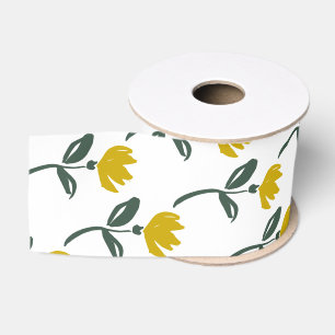 Soft Yellow Flowers Ribbon Grosgrain Ribbon