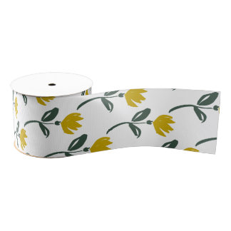 Soft Yellow Flowers Ribbon Grosgrain Ribbon