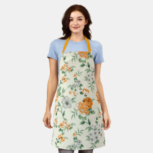 Soft Yellow Garden Floral Pattern Apron