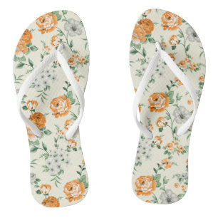 Soft Yellow Garden Floral Pattern Flip Flops