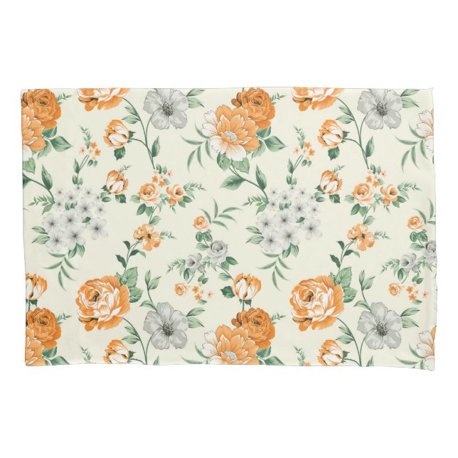 Soft Yellow Garden Floral Pattern Pillowcase (Front)