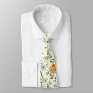 Soft Yellow Garden Floral Pattern Tie