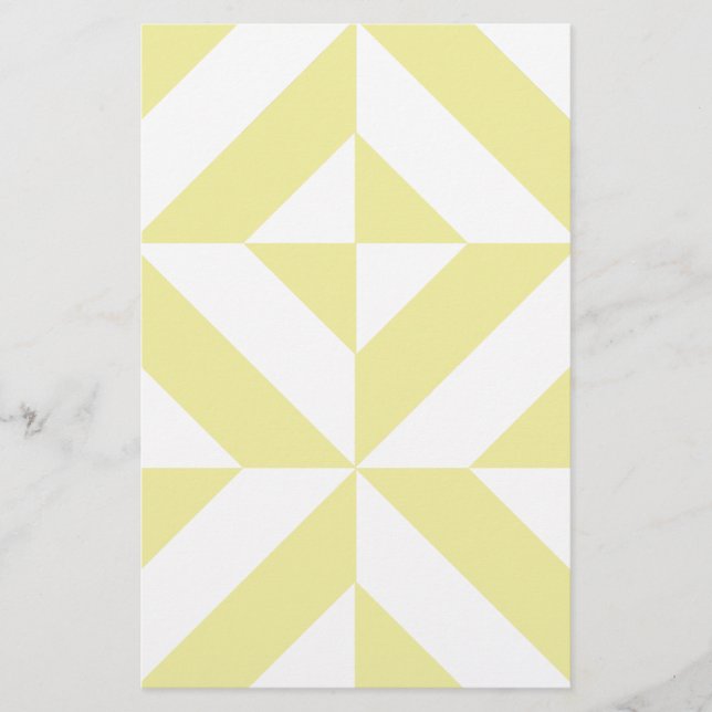 Soft Yellow Geometric Art Deco Stationery (Front)