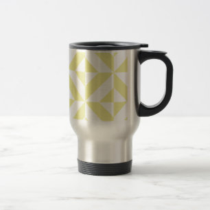 Soft Yellow Geometric Art Deco Travel Mug