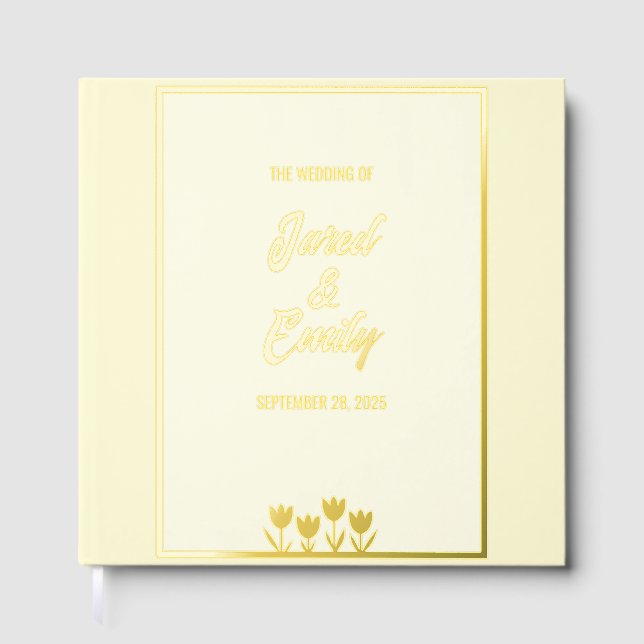 Soft Yellow Gold Foil Wedding Guest Book (Front)