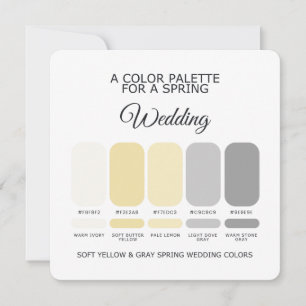 Soft Yellow Gray Spring Wedding Color Palette Card