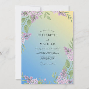 Soft Yellow Lilac Eucalyptus Wedding Invitation