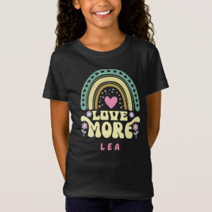Soft yellow Love more rainbow,flowers,heart, name T-Shirt