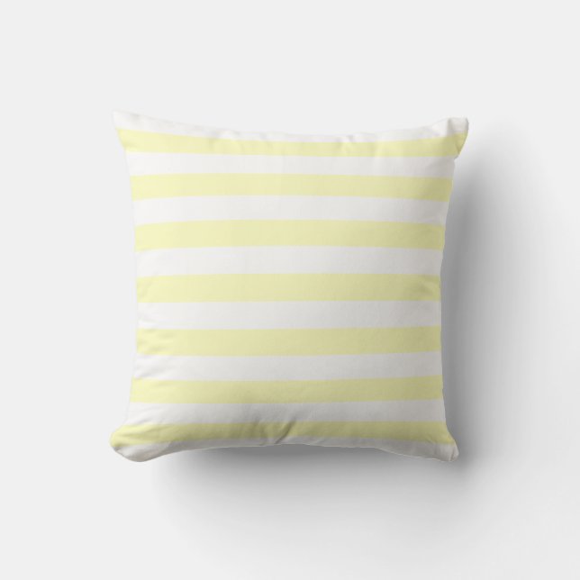Soft Yellow Pastel & White Lines Pattern Cushion (Front)