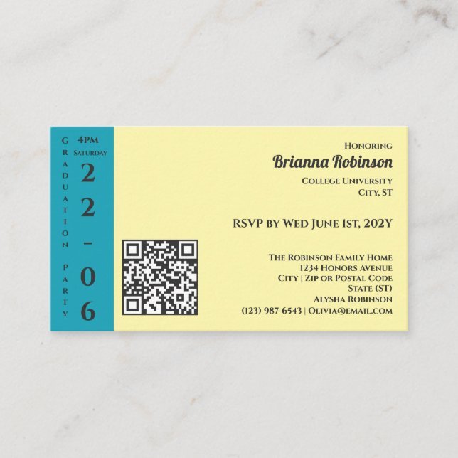 Soft Yellow Photo Modern Graduation Party Enclosure Card (Front)