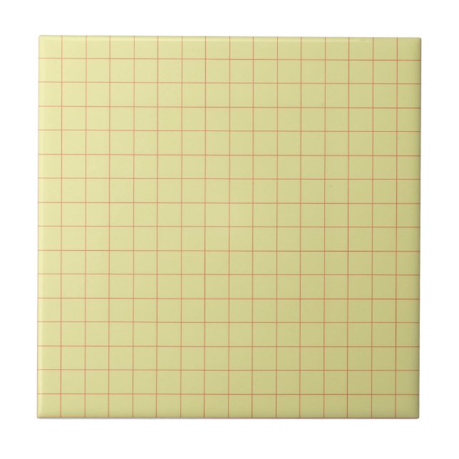 Soft Yellow & Red Chequered Retro Minimalist  Tile (Front)