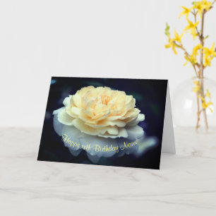 Soft Yellow Rose Flower Personalised Birthday Card