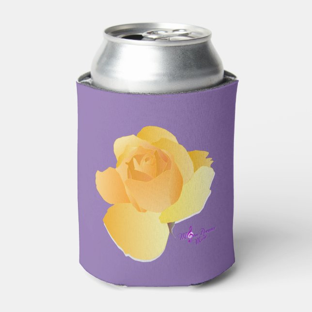 Soft Yellow Rose & Purple Can Cooler (Can Front)