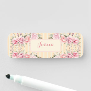 Soft yellow striped  name tag