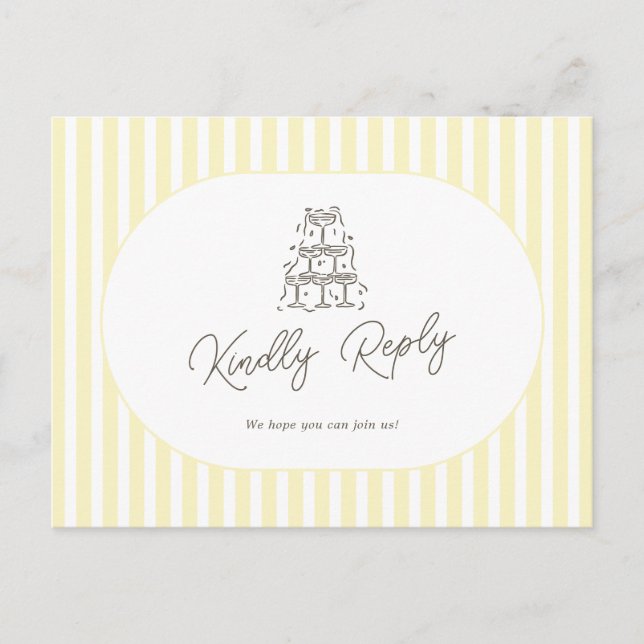 Soft Yellow Striped Wedding Song Request Postcard (Front)