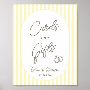 Soft Yellow Striped Whimsical Cards Gifts Sign