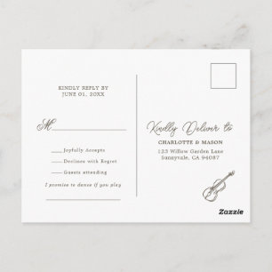 Soft Yellow Striped Whimsical RSVP Postcard