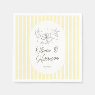 Soft Yellow Striped Whimsical Wedding Napkins
