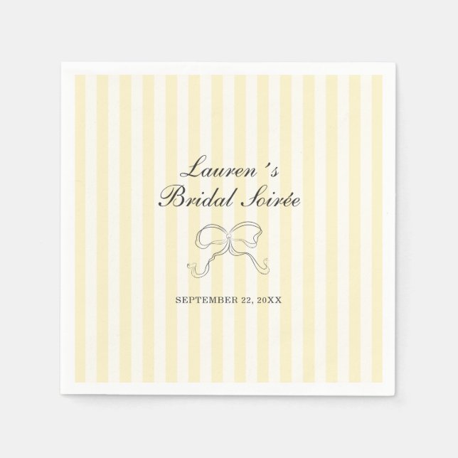 Soft Yellow Stripes Bridal Soirée Napkin (Front)
