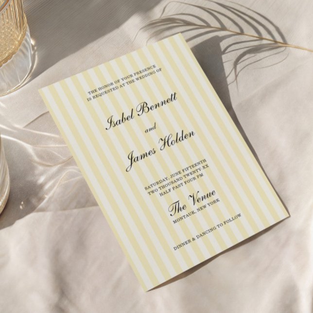 Soft Yellow Stripes Wedding  Invitation (Creator Uploaded)