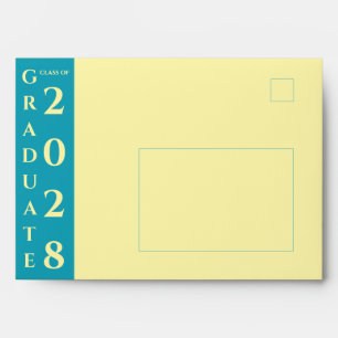 Soft Yellow Turquoise Graduation Return Address Envelope