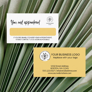 Soft Yellow & White With Your Business Logo Appointment Card