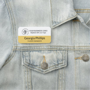 Soft Yellow & White With Your Business Logo Name Tag